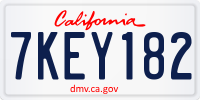 CA license plate 7KEY182