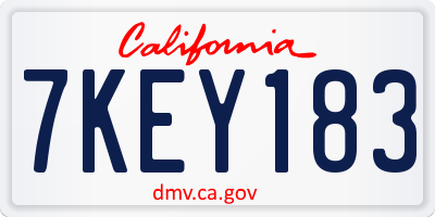 CA license plate 7KEY183