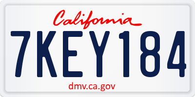 CA license plate 7KEY184