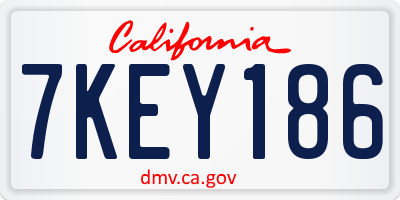CA license plate 7KEY186