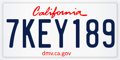 CA license plate 7KEY189