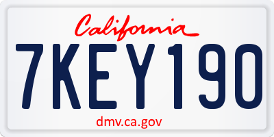 CA license plate 7KEY190