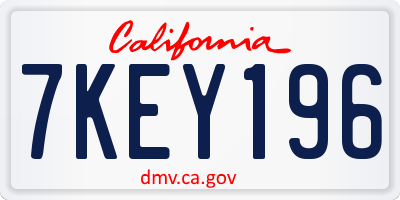CA license plate 7KEY196