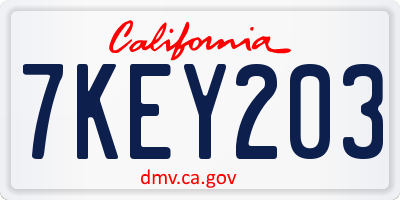 CA license plate 7KEY203