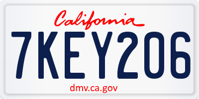 CA license plate 7KEY206