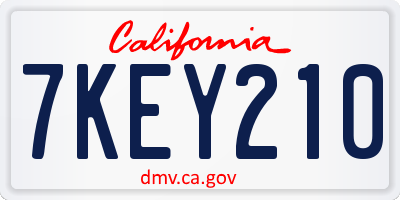 CA license plate 7KEY210