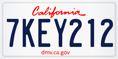 CA license plate 7KEY212