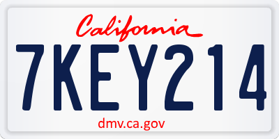 CA license plate 7KEY214
