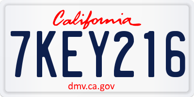 CA license plate 7KEY216