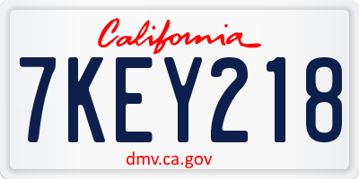 CA license plate 7KEY218
