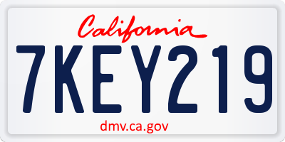 CA license plate 7KEY219