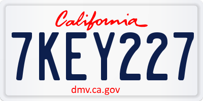 CA license plate 7KEY227