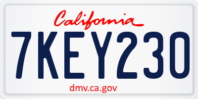 CA license plate 7KEY230