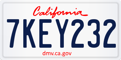 CA license plate 7KEY232