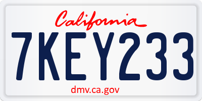 CA license plate 7KEY233