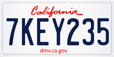 CA license plate 7KEY235