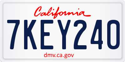 CA license plate 7KEY240