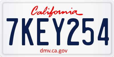 CA license plate 7KEY254