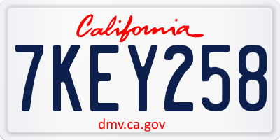 CA license plate 7KEY258