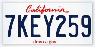 CA license plate 7KEY259