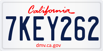 CA license plate 7KEY262