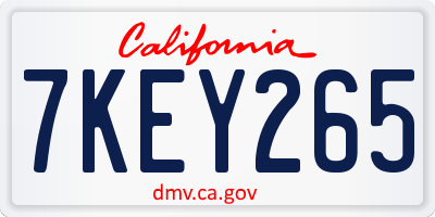 CA license plate 7KEY265