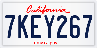 CA license plate 7KEY267