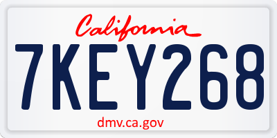 CA license plate 7KEY268