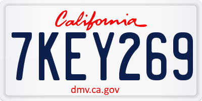CA license plate 7KEY269