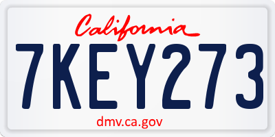 CA license plate 7KEY273