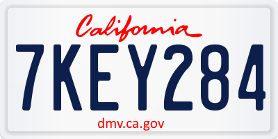 CA license plate 7KEY284