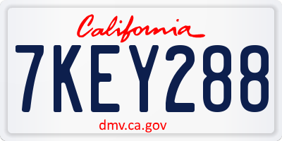 CA license plate 7KEY288