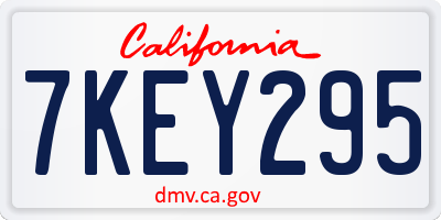 CA license plate 7KEY295