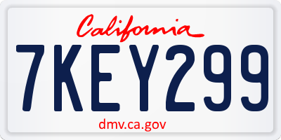 CA license plate 7KEY299