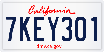 CA license plate 7KEY301