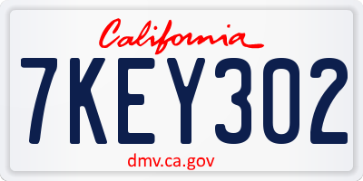 CA license plate 7KEY302