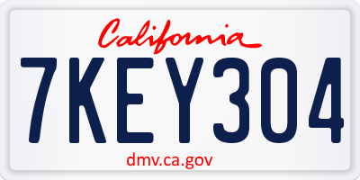 CA license plate 7KEY304