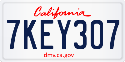 CA license plate 7KEY307