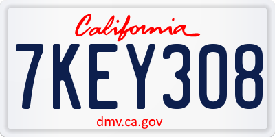 CA license plate 7KEY308