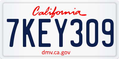 CA license plate 7KEY309
