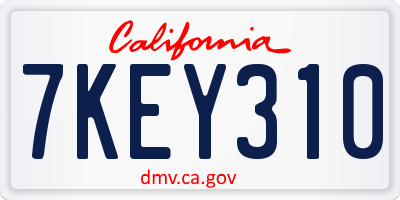 CA license plate 7KEY310