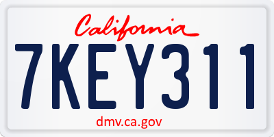 CA license plate 7KEY311