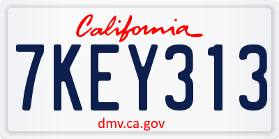 CA license plate 7KEY313
