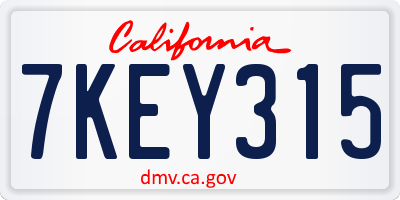 CA license plate 7KEY315