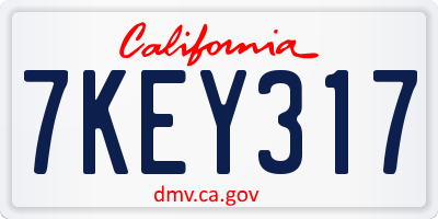 CA license plate 7KEY317