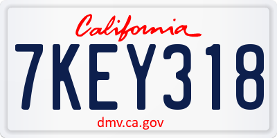 CA license plate 7KEY318
