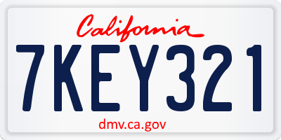 CA license plate 7KEY321