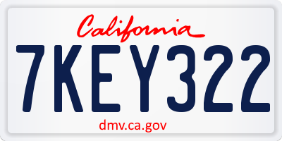 CA license plate 7KEY322
