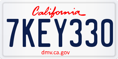 CA license plate 7KEY330