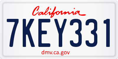 CA license plate 7KEY331